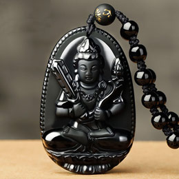 Consecrated Obsidian Zodiac Buddha Pendant