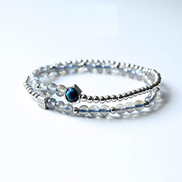 Double Circle Satellite Labradorite Bracelet