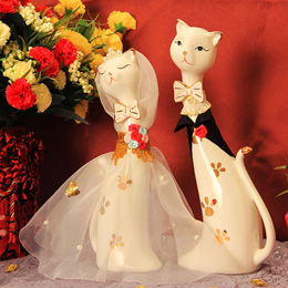 Couple Cat Ceramic Ornaments