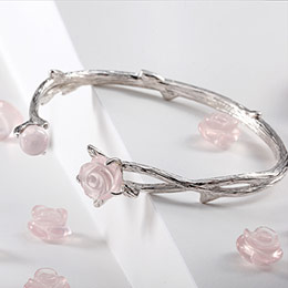 Natural Rose Quartz Flower Bracelet