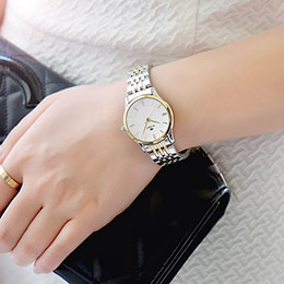 Women's stainless steel and rose gold watch