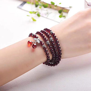 Natural red garnet multi-circle bracelet