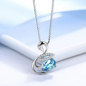 925 Silver Crystal Swan Necklace