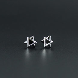 Korean style sterling silver hexagonal earrings