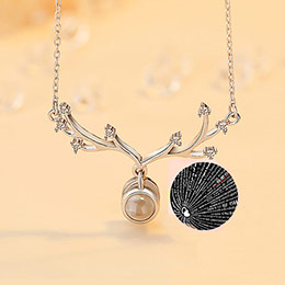 A Deer With You Love Message Projection Necklace