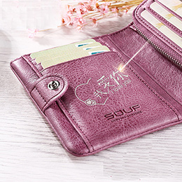 Ladies genuine cowhide engraved wallet