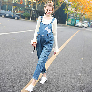 Maternity denim overalls