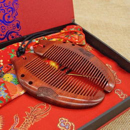 Natural wood engraved wedding comb