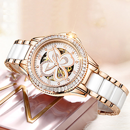 Four-leaf clover diamond ceramic women's watch