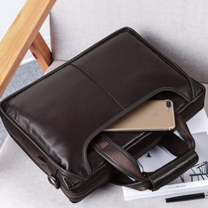 Bolsa masculina de couro genuíno para negócios