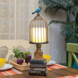 Retro Countryside Iron Cage Bird Decorative Lamp