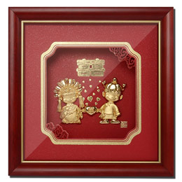 Gold Foil Doll Wedding Decoration Painting