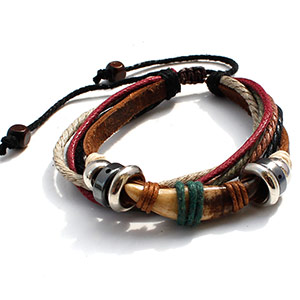 Men's wolf tooth hemp rope bracelet
