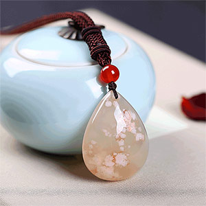 Natural cherry blossom agate pendant