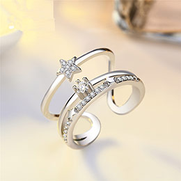 Star three-layer open ring for women