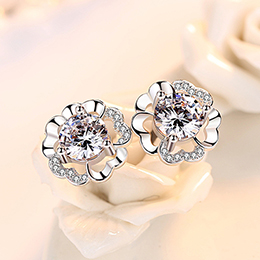 Lucky Four Leaf Clover Sterling Silver Earrings