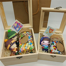 Wooden gift box with wishing bottle