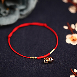 Ethnic style bell red rope anklet