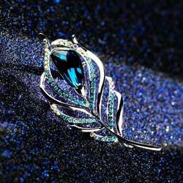 Feather of Heaven Crystal Brooch