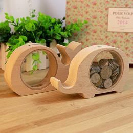 Children's cute animal wooden piggy bank