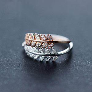 Diamond leaf ring for girls