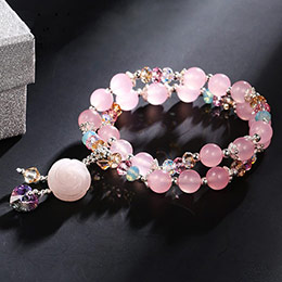 Natural pink chalcedony crystal bracelet