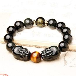 Chinese Zodiac Obsidian Pixiu Bracelet
