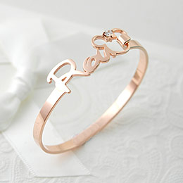 Rose gold name bracelet customization