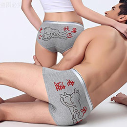 Funny cartoon couple underwear