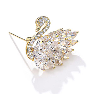 Diamond swan brooch