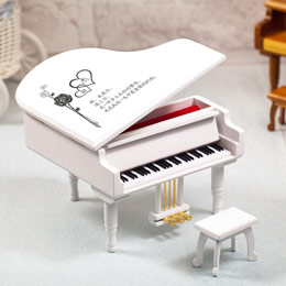 Solid wood engraved piano music box