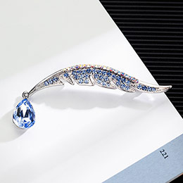 Crystal Feather Brooch for Women