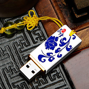 Chinese style blue and white porcelain USB flash drive