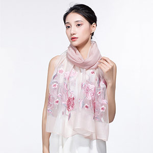 Mulberry silk embroidered silk scarf