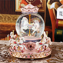 Carousel Snowflake Globe Music Box