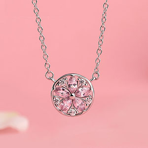 Rose Quartz Cherry Blossom Necklace