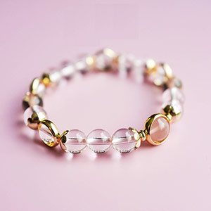 Natural White Pink Crystal Energy Bracelet