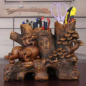 Double Pen Holder Fortune-attracting Pixiu Ornaments