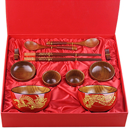 Wedding dragon and phoenix tableware set gift box