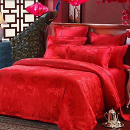 Phoenix in Peony Jacquard Wedding Bedding Set