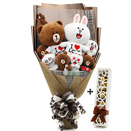Bear rabbit cartoon bouquet