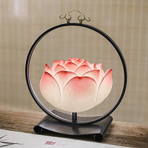 Chinese style lotus wrought iron table lamp