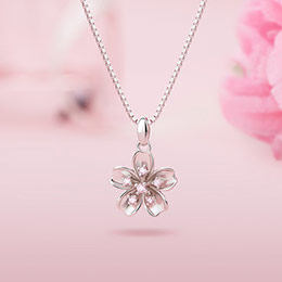 Sterling Silver Clavicle Spring Cherry Blossom Necklace