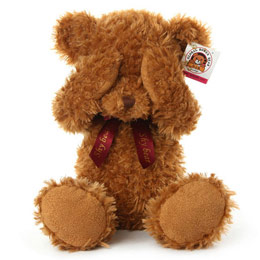 Don't listen, don't talk, don't look, shy bear doll
