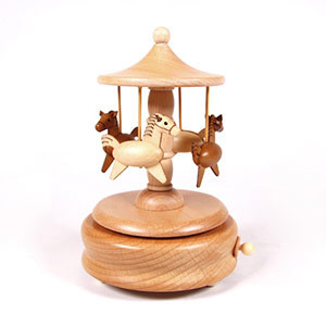 Carousel wooden music box