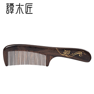 Tan Mujiang Lacquer Art Wooden Comb