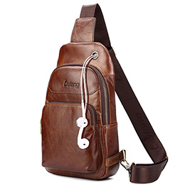 Men's genuine leather casual chest bag