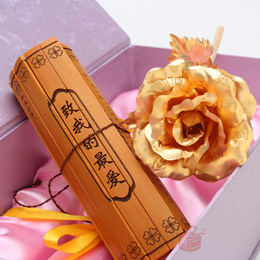 Gold Rose Bamboo Slip Love Letter Set