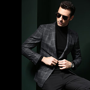 Men's Plaid Pure Wool Blazer