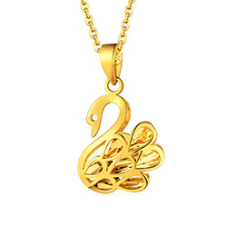 Luk Fook Gold Swan Pendant